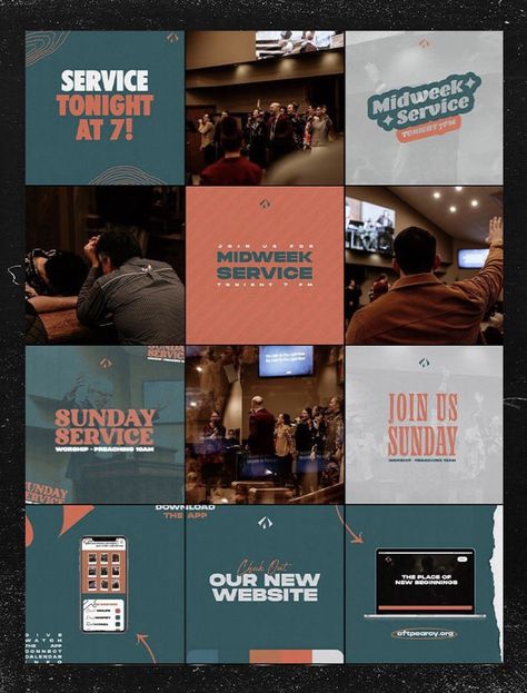 Christian Instagram Feed Ideas, Christian Instagram Feed, Church Social Media Content Calendar, Church Mood Board, Youth Group Instagram Post, Christian Social Media Content, Church Announcements Slides, Social Media Branding Design Posts, Church Content Ideas