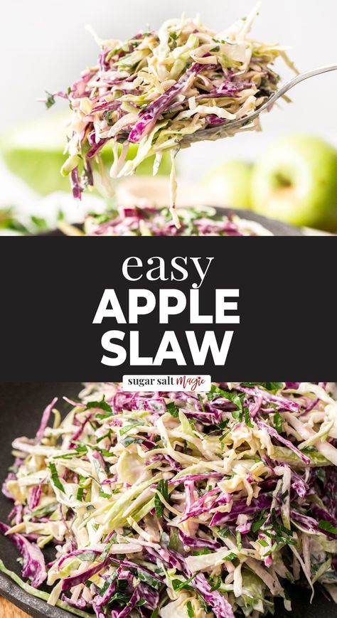 Apple Coleslaw Recipe, Apples Crisp, Coleslaw For Pulled Pork, Creamy Coleslaw Dressing, Honey Garlic Ribs, Classic Coleslaw, Decadent Dinner, Apple Coleslaw, Coleslaw Dressing