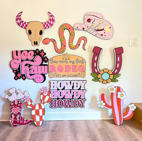 2ft Cowgirl Party Cutouts, Rodeo Birthday, Western Party Decorations, Pink Farm Birthday, Boots and Bling Birthday, Birthday Decorations - Etsy Ain’t My First Rodeo Birthday, Texas Themed Party Decorations, Cowgirl Rodeo Birthday Party, Cowgirl 40th Birthday Party, Nashville Birthday Party Theme, Adult Cowgirl Birthday Party, Disco Rodeo Birthday Party, My 1st Rodeo Birthday Party, Western Theme Party For Adults