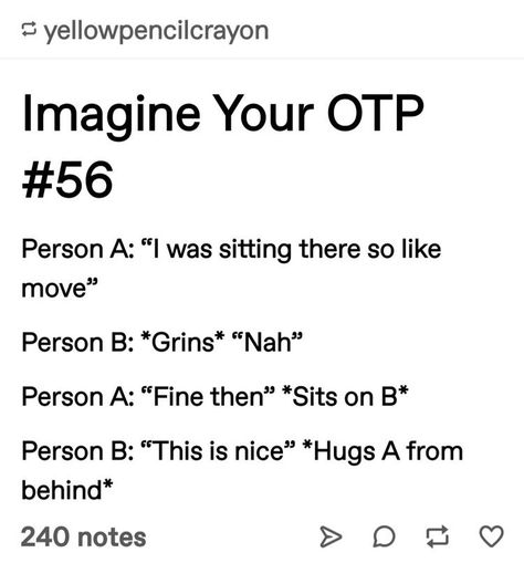 Person A And B Drawings, Person A And B Prompts, A And B Otp Drawing, Cute Otp Prompts, A And B Otp Prompts, Person A And B, Person A Person B Scenarios Cute, Otp Scenarios, Imagine Your Otp