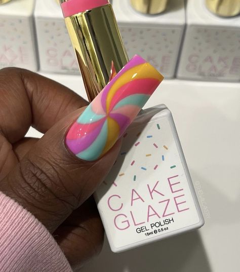 Candy Land Nails, Candy Nails Designs, Nail Polish Cake, Cake Glaze, Naild It, Glaze For Cake, Lollipop Candy, New Cake, Cute Candy