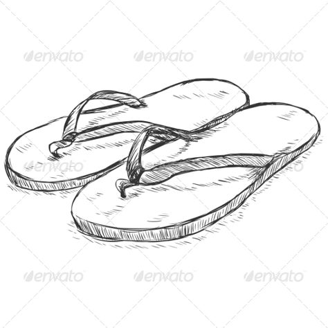 Vector Sketch Slippers - Man-made Objects Objects Perspective Drawing Architecture, Cubist Art, Shoe Sketches, Realistic Pencil Drawings, Pen Art Drawings, Object Drawing, Industrial Design Sketch, Shoes Drawing, Vector Sketch