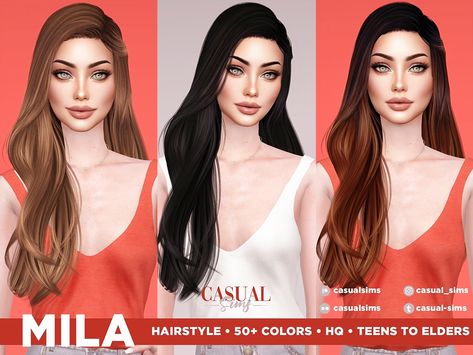 Sims Custom Content, Hairstyle Casual, Sims Love, Sims 4 Cc Hair, Pelo Sims, 50 Hair, Tumblr Sims 4, Sims Hair, Best Mods