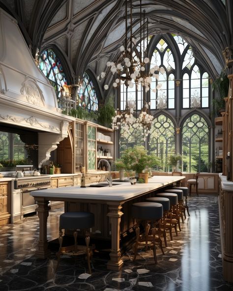 Fantasy Homes Interior, Rivendell Inspired Home, Indian Castle Interior, Greenhouse Library, Elven Architecture, Modern Academia, Gothic Home Interior, Futuristic Apartment, Gothic Fireplace