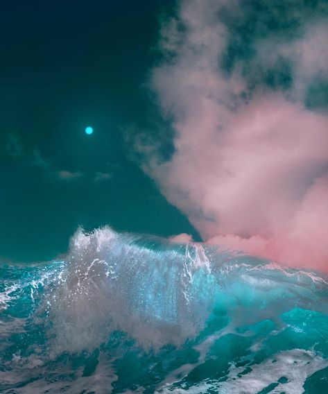 🖤 and at that moment i knew  reality is noting but a dream, my dream / @indg0 Blue And Pink Clouds, Vaporwave Dolphin, Pink And Blue Clouds Wallpaper, Pink Blue Clouds Aesthetic, Blue Ocean Waves Aesthetic, Landscape Photography Tips, Scenic Photography, Pastel Wallpaper, Night Aesthetic