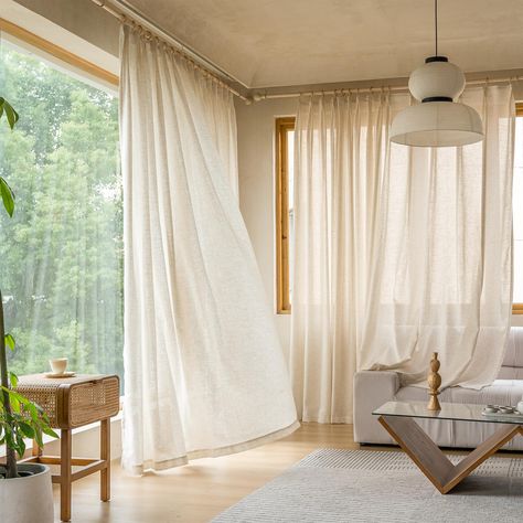 Light And Airy Boho Bedroom, Pleated Curtains Living Room, Gauzy Curtains, Curtains For Sliding Glass Door, Bedroom Curtains Ideas, Sheer Curtains Living Room, Curtains Apartment, Curtains Living Room Ideas, Linen Curtains Bedroom