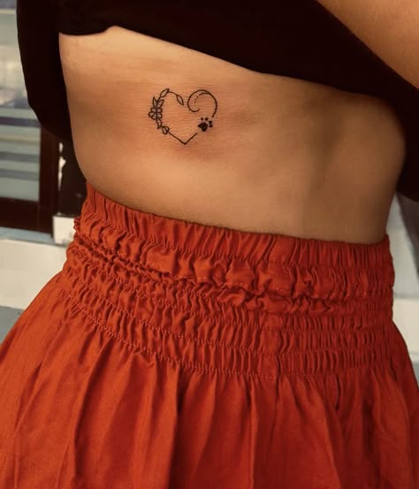 Dog Best Friend Tattoo Ideas, Heart Remembrance Tattoo, Tattoos For A Lost Pet, Puppy Memory Tattoo, Dog Saved Me Tattoo, Cute Tattoos For Dogs That Passed, Cute Tattoos For Dog Lovers, Passed Dogs Tattoos, Dog Bone Tattoo Ideas