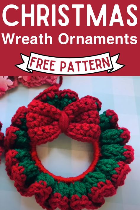 Crochet The Christmas Wreath Ornaments Ways To Decorate Your Apartment, Crochet Wreath Ornament, Crochet Christmas Ornaments Free Pattern, Simple Decor Ideas, Apartment Front, Decorate Your Apartment, Crochet Fall Decor, Holiday Crochet Patterns, Crochet Christmas Wreath