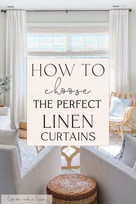 Linen Curtains Bedroom, Linen Curtains Living Room, Curtains Over Blinds, Perfect Curtains, White Curtains Living Room, Life On Cedar Lane, Sheer Curtains Bedroom, Dining Room Drapes, Sheers Curtains Living Room