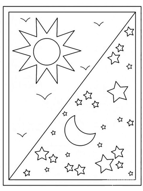 Night Coloring Pages, Apple Tree Activity, Coloring Pages For Kindergarten, Kindergarten Day, Alphabet Letters To Print, Plant Lessons, Body Parts Preschool, Hand Art Kids, Moon Coloring Pages