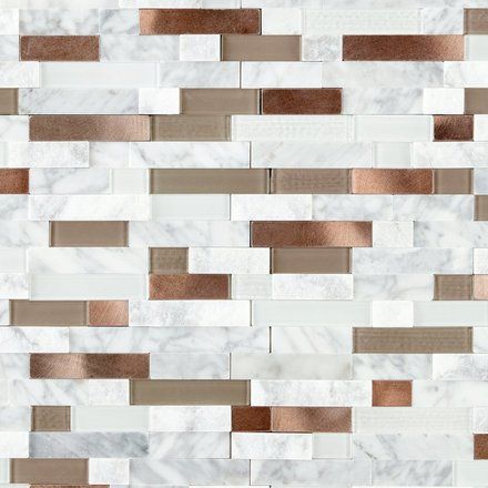 Uptown Bronze Linear Metal Peel and Stick Mosaic Bathroom Peel And Stick Tile Wall, Boat Kitchen, Designing Kitchen, Peel And Stick Mosaic Tile, Metal Wall Panel, Parts Of Stairs, Groove Metal, House Updates, Glass Tile Backsplash