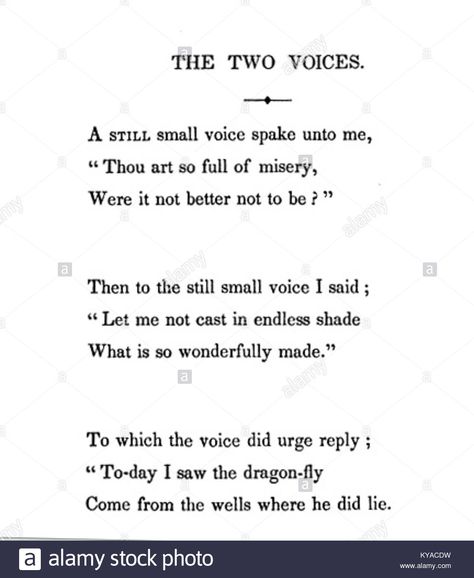 Download this stock image: Two Voices by Tennyson, 1842 - KYACDW from Alamy's library of millions of high resolution stock photos, illustrations and vectors. Lord Tennyson, The Two, The Voice, Photo Image, Poetry, High Resolution, Two By Two, Stock Images, Resolution