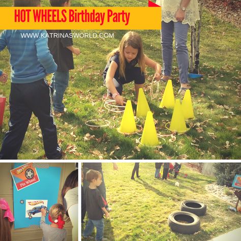 Cone toss game Hot Wheels Party Games, Need 4 Speed Birthday, Hot Wheel Activities, Wheel Birthday Party, Tonka Party, Hot Wheels Birthday Party Ideas, Boys Birthday Party Games, Hot Wheel Games, Hot Wheels Birthday Party