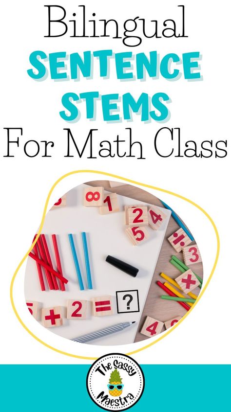 Dual language elementary students often struggle to find the right words to explain their thoughts and feelings when it comes to math. But with bilingual sentence stems, teachers can help students feel more comfortable and confident discussing math. By providing bilingual sentence stems to get students talking about math, teachers can create a supportive, inclusive classroom environment that encourages students to express their ideas and take ownership of their learning. Dual Language Spanish, Bilingual Teaching, Inclusive Classroom, Sentence Stems, Dual Language Classroom, Bilingual Classroom, Spanish Teaching Resources, Spanish And English, Inclusion Classroom