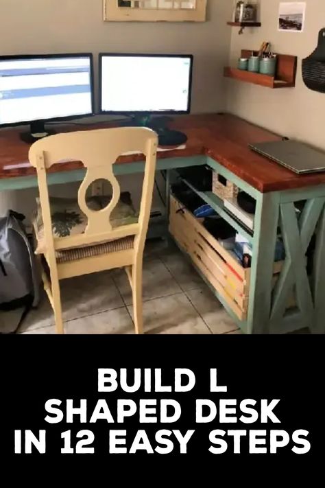 How to Build L Shaped Desk Homemade Corner Desk, L Shaped Desk Dimensions, L Shaped Desk With Drafting Table, Homemade L Desk, Rustic Office Desk L Shape, L Shaped Desk 36” D, Shaped Desk, Tape Painting, Woodworking Supplies