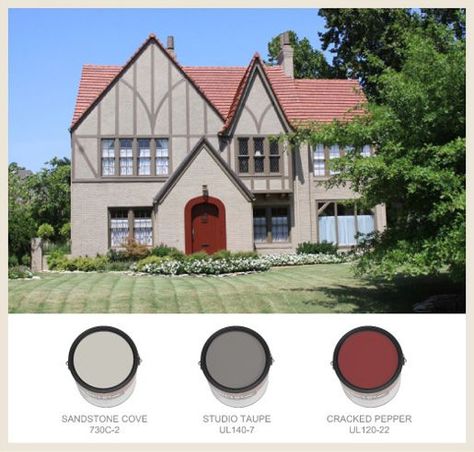 Tudor House Exterior, Exterior House Paint Color, Red Roof House, Paint Color Combinations, Exterior House Paint, Best Exterior Paint, House Paint Color Combination, Color Combinations Paint, Exterior House Paint Color Combinations