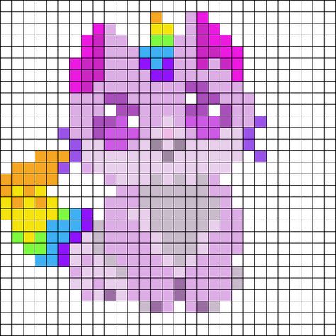 Unicorn Kitty Perler Bead Pattern | Bead Sprites | Animals Fuse Bead Patterns Lisa Frank Perler Bead Patterns, Perler Beads Unicorn, Unicorn Hama Beads, Unicorn Perler Beads, Unicorn Perler Bead Pattern, Unicorn Bead Pattern, Cat Perler Bead Patterns, Kitten Perler Bead Patterns, Unicorn Pixel Art Grid