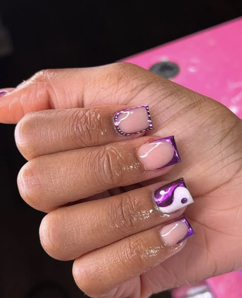 Full Set Nails, Purple Toe Nails, Acrylic Nail Designs Classy, Set Nails, Overlay Nails, Purple Acrylic Nails, Acrylic Toe Nails, French Tip Acrylic Nails, Work Nails