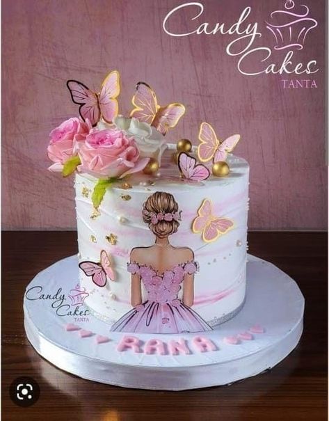 21st Birthday Cake Designs, 18th Birthday Cake Ideas, Modern Birthday Cakes, Diy Cake Topper Birthday, White Birthday Cakes, Butterfly Birthday Cakes, 13 Birthday Cake, Birthday Cake Decorating Ideas, Girly Cakes