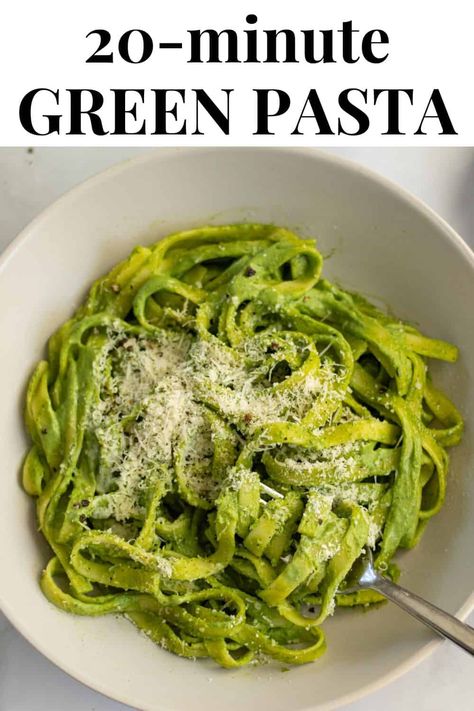 Broccoli Pasta Sauce, Green Pasta Recipe, Green Pasta Sauce, Tofu Pasta, Spinach Sauce, Pasta With Spinach, Spinach Alfredo, Green Pasta, Frozen Pasta