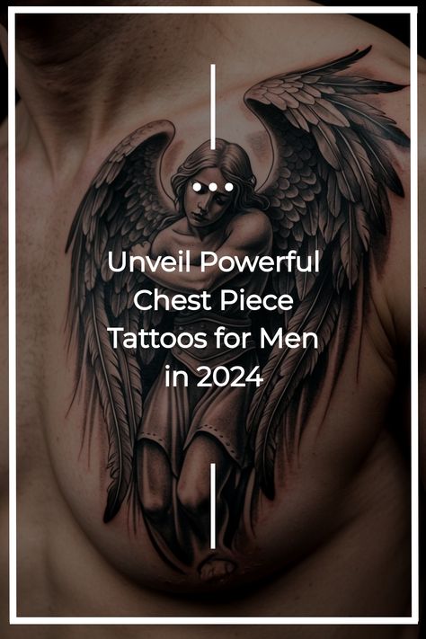 Bold chest piece tattoo mens artwork perfect for modern men. Guardian Angel Tattoo For Men Chest, Guardian Angel Warrior Tattoo, Chest Tattoo Placement, Mens Chest Tattoos, Tattoo Chest And Shoulder, Chest Piece Tattoo, Chest Tattoos For Men, Angel Warrior Tattoo, Guardian Angel Tattoo