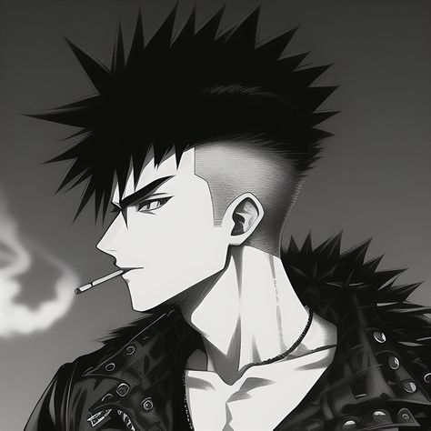 Punk guy,Spikey hair,smoking cigarette Spikey Hair Anime Guy, Spiky Hair Anime Guy, Punk Anime Guy, Punk Guy, Spikey Hair, Nice Hairstyle, Rock Boys, Punk Boy, Rock Hairstyles