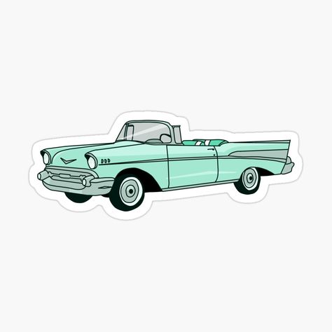 Vintage Car Stickers, Retro Stickers Aesthetic, Vintage Car Drawing, Grease Party, Lana Del Rey Art, Retro Stickers, Old American Cars, Stickers Cool, Sticker Retro