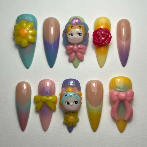 @sonnyangel.usa commission request!! all hand sculpted and painted 💖💖 happy graduation Maria! @southtxnailsupply code REALHOT10 - 3D clay @functionofvex code HOTGURL - all Aura Melt Palettes @sissiofficial_ code HOTGURL - Sissi Clay #sonnyangel #sonnyangels #3dnails #auranails #frenchtipnails #ombrenails #nailsnailsnails #nailsofinstagram #nailstagram #nailsonfleek #realhotgurlnails #pressonnails #pressonnailbusiness #pressonnailsofinstagram #thepressoncollective #luxurypressonnails #cust... 3d Sculpted Nail Art, Gel Glue, Colorful Nails, Short Almond, Happy Graduation, Nail Photos, Hot Nails, Funky Nails, French Tip Nails