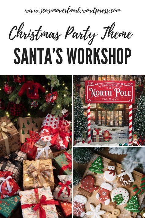 Hosting a Santa’s Workshop-themed Christmas party is like stepping into the whimsical world of the North Pole. The air is filled with holiday magic as guests don their elf attire, create orna… Santas Been Here Ideas, Santa’s Workshop Design, Santa Workshop Ideas, Santa’s Workshop Theme, North Pole Decor, Christmas Party Theme, Cookie Decorating Station, Reindeer Party, Santa Workshop