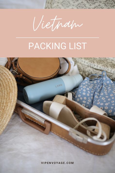 A complete list on what to pack to Vietnam. Vietnam Capsule Wardrobe, Packing Vietnam, Capsule Wardrobe Vietnam, What To Pack For Vietnam, What To Pack For Vietnam Trip, Packing List For Vietnam, Packing For Vietnam For Women, Outfits To Wear In Vietnam, How To Pack For Vietnam