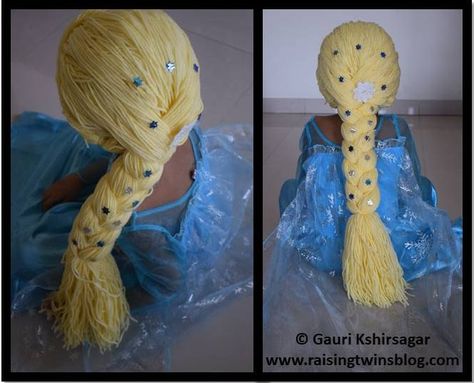 Elsa Diy, Elsa Wig, Elsa Hair, Hair Yarn, Yarn Wig, Elsa Costume, Crochet Wig, Crochet Princess, Frozen Elsa And Anna