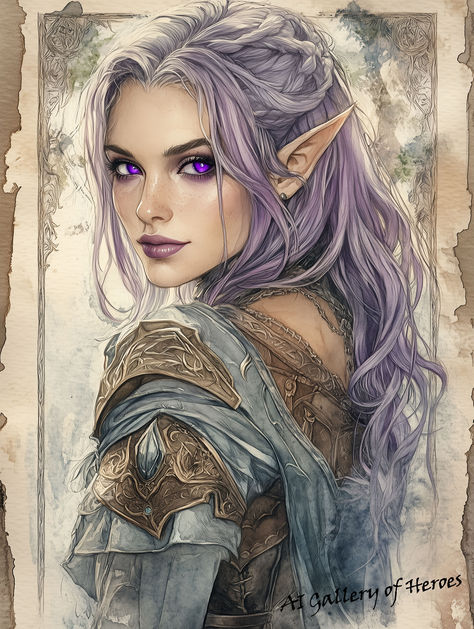 Follow the link to AI Gallery of Heroes on Patreon for 5 more images for free patrons or join for the full set of 46! Dusk Elf Dnd, Elf With Glasses, Twilight Cleric Dnd, Female Priestess, High Elf Dnd, Elf Woman Art, High Elves Dnd, Dungeons And Dragons Movie, D D Rogue