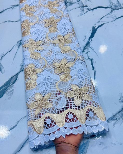 Gold and white cord lace fabric Price:₦28,000 Kindly WhatsApp 08060260224 We deliver nationwide 🚚🛵 Payment validate delivery ☑️ Corded Lace Fabric, Cord Lace, January 23, Nigerian Wedding, Lace Fabric, Lace, Fabric, Gold, On Instagram