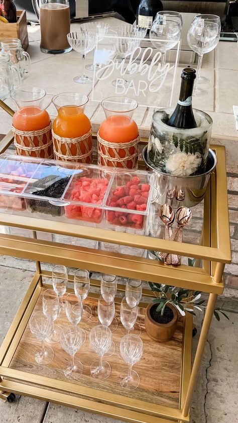 Mimosa Bar 🥂 Comment “CHEERS” to get the link to shop this post! Wow your guests at any brunch or party coming up with a cute mimosa bar ✨ I added: + iced condiment tray for all the fruit + carafes for juice + ice mold with pretty flowers + pretty glassware + plenty of Prosecco Cheers! 🍾 . . . . #amazonfinds #amazonmusthaves #amazonprime #amazonhome #bridalshower #bubblybar #mimosabar #barcartstyling | Heather Boaz | Heather Boaz · Original audio Mimosa Bar Bachelorette Party, Mimosa Bar Set Up, Cute Mimosa, Mimosa Bar Wedding, Pretty Glassware, Bubbly Bar, Juice Ice, Bar Cart Styling, Flowers Pretty