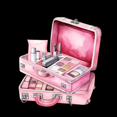 Suitcase Art, Makeup Clipart, Girly Stickers, Pink Homescreen, Angel Illustration, Doodles Stickers, Candy Stickers, Procreate Stamps, Object Drawing