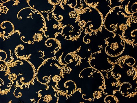 Brocade Pattern Design, Golden Pattern Design, Royal Pattern Design, Brocade Wallpaper, Rococo Pattern, Black And Gold Pattern, Versace Pattern, Brocade Print, Fancy Pattern