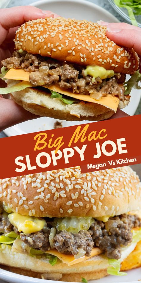 Big Mac Sloppy Joes have no right being this good. You get the iconic big mac flavor with the ease of making sloppy joes. And yes, the secret sauce is included! With this recipe only taking 30 minutes to make, you will be putting it on repeat! East Yummy Dinner Ideas, Meals With Ground Hamburger, Sides With Ground Beef, Dinner Recipes Soft Foods, Dinner For Two Ground Beef, Healthier Ground Beef Recipes, Ground Beef Recipes For One Person, Meals For Sports Nights, Easy One Person Dinner