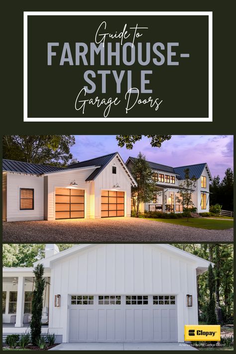 When it comes to curb appeal, your home's exterior can be as unique as your personality. There is no set style for today's farmhouse garage door. Some homeowners have found modern styles complement their home's lines best while some stick to the tried-and-true carriage house styles. Find the perfect fit for your farmhouse using our Guide to Farmhouse-Style Garage Doors. 📸: Andy Frame 📸: @krystine_edwards Modern Farmhouse Garage Doors, Farmhouse Garage Door, Farmhouse Garage Doors, White House With Black Trim, Farmhouse Garage, Garage Door Design, Rustic Aesthetic, Contemporary Farmhouse, Set Style