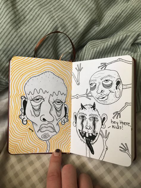 Weird Funky Art, Weird Sketchbook Ideas, Weird Doodle Art, Creepy Doodles Weird, Sketchbook Inspiration Doodles, Weird Sketches Inspiration, Trash Art Drawing, Weird Aesthetic Art, Weird Art Drawings