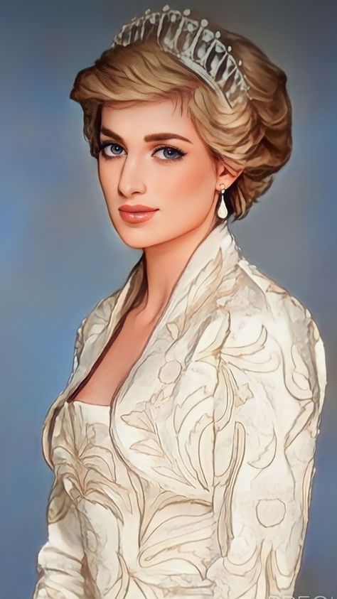 Princess Diana Drawing Art, Diana Princesa, Queen Diana, Princess Diana Dresses, Royal Families Of Europe, Princess Diana Fashion, Princess Diana Photos, Princess Wallpaper, Diana Fashion