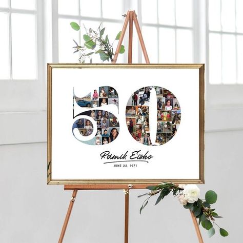 50th Birthday Picture Board, Collage For Anniversary, Decoration 50th Birthday, Prints Collage, Collage Posters, Collage Des Photos, Birthday Photo Collage, Birthday Picture, Collage Foto