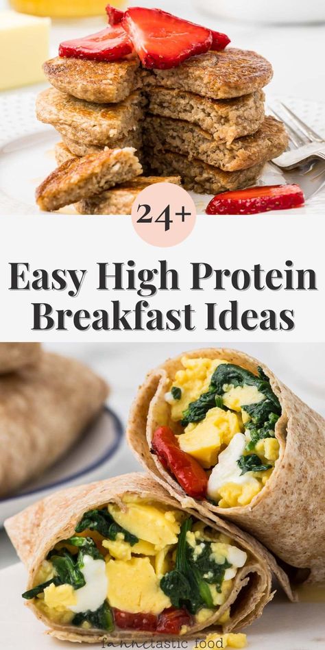 25 Easy & Filling High Protein Breakfast Recipes to Fuel Your Day - fANNEtastic food High Protein Low Carb Breakfast, Healthy High Protein Breakfast, Workout Meals, High Protein Breakfast Recipes, Protein Dinner, 100 Calorie, Protein Packed Meals, Breakfast Meals, Herbalife Recipes