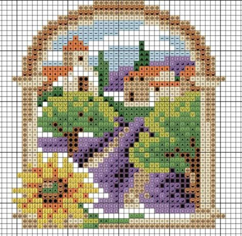 Floral Cross Stitch Pattern, Cross Stitch House, Cross Stitch Landscape, Nature Cross Stitch, Embroidery Template, Tapestry Crochet Patterns, Mini Cross Stitch, Cross Stitch Pictures, Embroidery Flowers Pattern