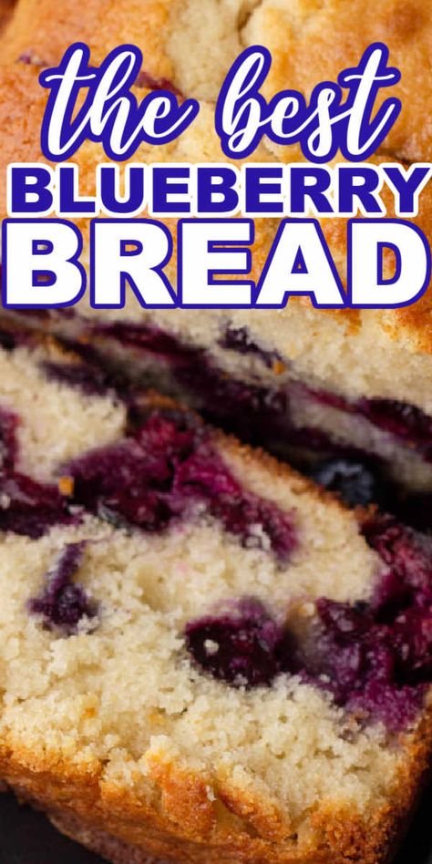 Homemade blueberry bread is amazing! This easy to make quick bread is soft, moist and loaded with blueberries that is perfect for enjoying for breakfast, lunch or snack! This Moist blueberry bread recipe takes less then 10 minutes to prep and then you just pop it in the oven and let it bake! Moist Lemon Blueberry Bread, Easy Blueberry Loaf Bread, Blueberry Bread With Frozen Blueberries, Blueberry Bread With Buttermilk, Strawberry Blueberry Bread Recipe, Bread Machine Blueberry Bread Recipe, Amish Blueberry Bread, Bread Machine Blueberry Bread, Easy Blueberry Bread Simple