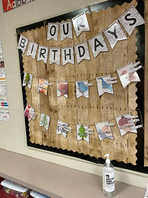 Birthday Board Classroom Aesthetic, Reggio Birthday Board, Regio Emilia Birthday Board, Preschool Birthday Wall, Birthday Wall Ideas For Classroom Reggio, Birthday Boards Classroom Preschool Nature, Cute Birthday Wall Ideas For Classroom, Preschool Birthday Board, Nursery Display Boards