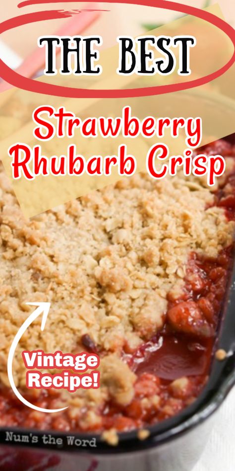 Strawberry Crisp Recipe, Easy Rhubarb Recipes, Rhubarb Desserts Recipes, Strawberry Rhubarb Recipes, Desserts Strawberry, Rhubarb Recipes Crisp, Strawberry Rhubarb Crumble, Crisp Desserts, Strawberry Rhubarb Crisp