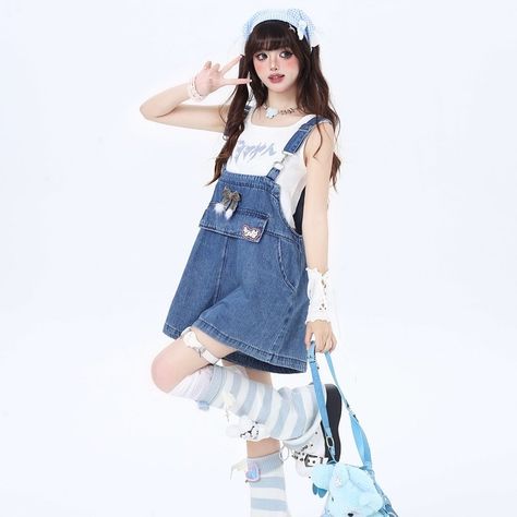 Catching vibes in my Sweet Hong Kong Girl style blue denim overalls 😍👖💙. Who else is obsessed with this look? 🛒Now Buy:https://bit.ly/44i9wV1 ❤10% OFF Coupon: kawaii10off 📦Free worldwide shipping📦 Tags: #kawaii #kawaiigirl #kawaiiart #kawaiifashion #kawaiiaesthetic #kawaiidesu #kawaiistyle #kawaiicosplay #kawaiioftheday #kawaiicute #kawaiigoth #kawaiishop #kawaiistore #softgirlaesthetic #softgirloutfits #softgirlclothes #pinkaesthetics #pinkcore #pinksweatshirt #sweetgirls #sweetfashion... Kawaii Overalls, Kawaii Pants, Mori Girl Aesthetic, Blue Denim Overalls, Soft Girl Clothes, Hat Aesthetic, Soft Girl Outfits, Kawaii Dress, Bunny Ears