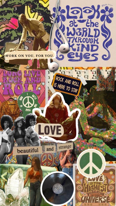 Hippie Aesthetic Background, Hippie Lifestyle Aesthetic, Hippie Collage, Seventies Aesthetic, Art Collage Wallpaper, Hippie Mood Board, Kida Disney, Hippie Lifestyle, Hippie Aesthetic