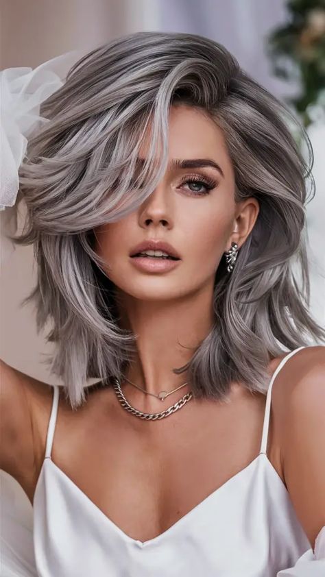 37 Winter Hair Color Trends 2024-2025: Top Ideas for Blonde, Brunette, Ombre, Red, and Bold Shades Cool Tone Hair Color Ash Blonde, White Ash Blonde Hair, Grey Hair At 40, Lilac Grey Hair, Dark Ash Blonde Hair Color, Cool Tone Hair Colors, Dark Ash Blonde Hair, Winter Hair Color Trends, Grey Ombre Hair