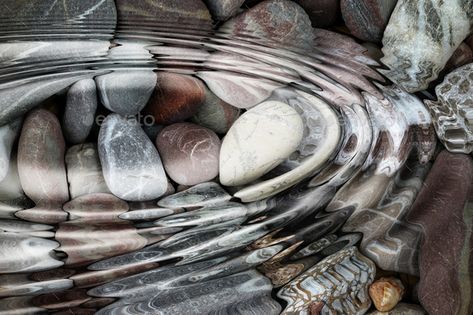 Water ripples over the stone pebbles - Stock Photo - Images Water Stone, Stone In Water, Flowing Water, Water Splashing On Rocks, Stones Under Water, Water Ripples Painting, Ripples In Water, Rocks In Water Painting, Pebbles In Water Painting